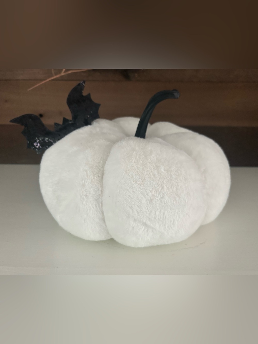 Plush White Decorative Pumpkin Accent